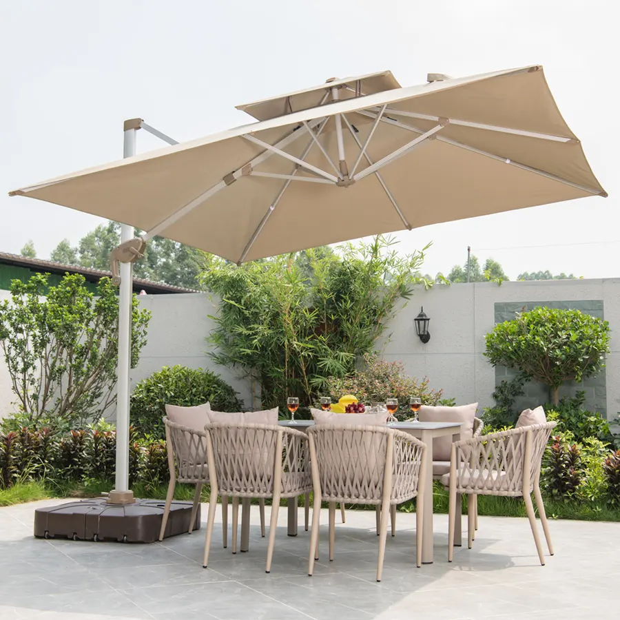 Grote Restaurant Commerciële Paraplu Buiten Tuin Parasol Parasol Patio Paraplu Met Afneembare Doek