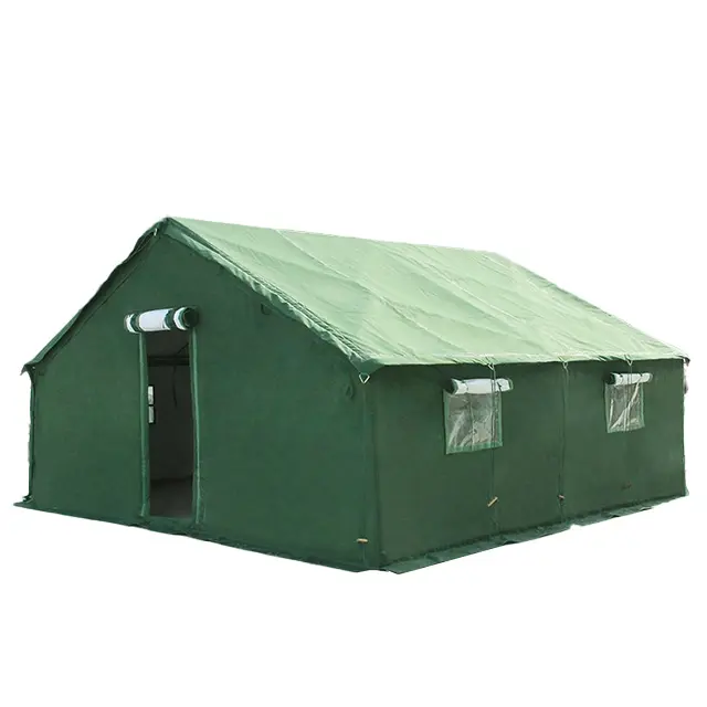 Üretici özelleştirilmiş yeşil çadır ev büyük tuval kamp görev afet yardım çadırları