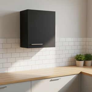 Sterling 1-Door Wall Cabinet Black 12-17.9 In Depth Kitchen Cabinet Modern Design Contemporary Style - Product Image 2