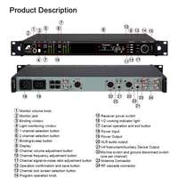 Microphone sans fil portable double canal UHF, diversité numérique, suppression du bruit, cardioïde, métal, USB, pour musique en direct AD4D