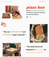 Boîte à pizza carrée en kraft brun recyclable de 8 à 16 pouces, personnalisable, en carton ondulé avec gaufrage pour la livraison de nourriture