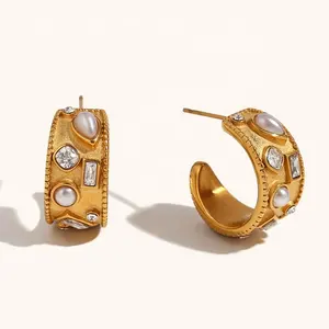 Vrouwen Dikke Vintage 14K Gouden Slang Oorbel Mode Hypollergeen Bezoedelde Gratis Multi-Stijl Roestvrijstalen Druppel Earing
