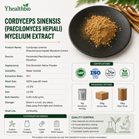 Poudre d'extrait de mycélium de Cordyceps Sinensis de haute pureté, matière première de champignon fermenté Paecilomyces Hepiali, qualité alimentaire