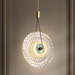 Decoration Background Lighting Ring Pendant Light <b>Bed</b> Side Modern Crystal Circle Hanging Lamp - Product Image 1