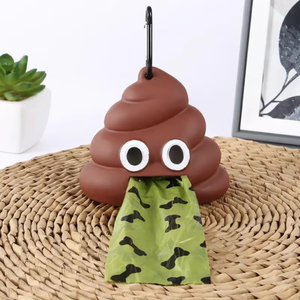 Dispensador de Bolsas de Basura Desechables Portátiles con Forma de Caca, con Clip, Sostenible y Conveniente para Caminar al Aire Libre - Product Image 1