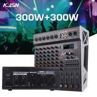 Table de Mixage Audio Professionnelle Amplifiée 2x300W 6 Canaux, Console de Mixage Son Numérique 99 DSP avec Bluetooth USB