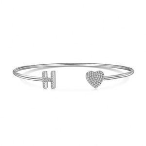 Bracelets Dylam H pour femmes, délicats, en argent S925 plaqué rhodium, bracelet à lettre personnalisé, 26 lettres de l'alphabet, bijoux - Product Image 1