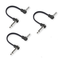 Kabel Patch Gitar 6 Inci 3 Buah TS Sudut Kanan Kabel Flat Efek Pedal Kabel Patch Pedal Board Hitam