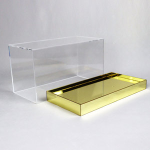 Hot Sale Golden Mirror Base Acrylic Display Stand Box Clear Acrylic Model Display <strong>case</strong> <strong>Plexiglass</strong> <strong>Case</strong> for Toys Display - Product Image 3