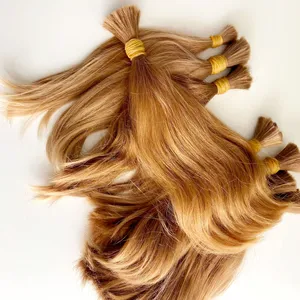 Wholesale Nature Blonde Human Hair Extensions Russian Virgin Unprocessed Hair Bulk