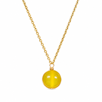 Collier pendentif en agate jaune naturelle, enveloppé de fil, chaîne en acier inoxydable, or, argent, cadeau