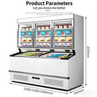 Congelador Vertical Comercial para Exhibición de Frutas y Verduras, con Alarma de Temperatura, para Almacenamiento en Supermercados y Tiendas de Abarrotes