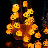 Lampu Tali LED Halloween Bentuk Labu, Lampu Peri Bola Mata Tengkorak Bertenaga Baterai, Dekorasi Pesta, Kalung