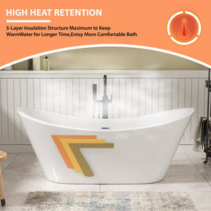 קבוצת sarlai 67 אינץ 'אקרילי מתנפח אמבטיה לבן זוהר מרכז צורה מלבן ניקז 60gal + קיבולת - Product Image 3