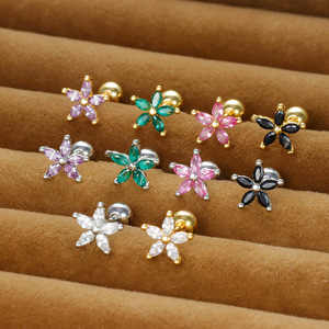 Brincos de Alta Qualidade para Comércio Exterior Transfronteiriço 2016 Atacado Flor Zircônia Colorida Pétalas de Zircônio Acessórios Chiques - Product Image 3