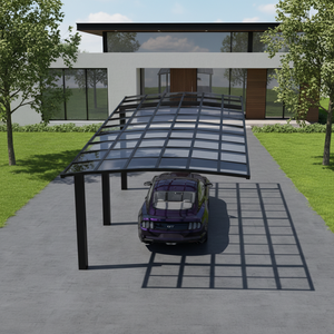 Abri de voiture extérieur, structure en aluminium, toit en polycarbonate pour une seule place de stationnement - Product Image 1