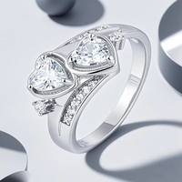 925 bijoux de mariage pour femmes bague de promesse classique Double Zircon en forme de coeur coupe classique rétro Design bague exquise pour femmes