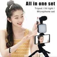 Nouveau kit vidéo avec trépied pour microphone LED, perche à selfie et trépied pieuvre pour la photographie sur téléphone et appareil photo