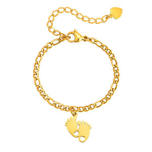 Tobilleras de dijes de pies de bebé pequeños de alta calidad, <span class=keywords><strong>tobillera</strong></span> colgante con forma de pie chapado en oro de acero inoxidable, regalos - Product Image 5