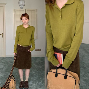 Pull vert de niche à manches longues pour femme, nouvelle collection automne-hiver, style décontracté haut de gamme - Product Image 6