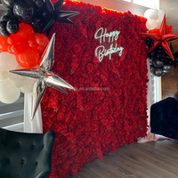 Fournitures de décoration de mariage, panneau mural floral en roses blanches, mur de fleurs artificielles, toile de fond 8 pieds x 8 pieds