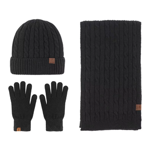 <span class=keywords><strong>Ensemble</strong></span> de laine trois pièces à la mode hivernale <span class=keywords><strong>pour</strong></span> femmes laine tricotée de couleur unie comprend des gants de haricot de luxe chauds écharpe <span class=keywords><strong>ensemble</strong></span> de chapeau parfait - Product Image 3