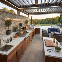 Cocina Exterior Modular Personalizada de Acero Inoxidable con Barbacoa, Resistente a Altas Temperaturas, Barbacoa de Alta Calidad SS304