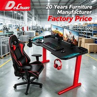 Bureau de jeu robuste en métal pour deux moniteurs, texture fibre de carbone, éclairage RGB, gestion des câbles pour salle d'e-sport