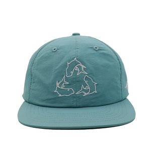 Soft Fabric Custom Embroidery Logo Printed Hat Wholesale Nylon Camp Caps Breathable 5 Panel Sporty Style - Product Image 1