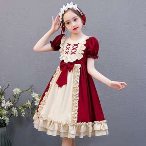 Abiti Lolita con Nastro e Pizzo, <span class=keywords><strong>Vestito</strong></span> da Principessa con Fiocco, Outfit da <span class=keywords><strong>Cameriera</strong></span>, Abito Elegante con Volant per Bambine e Ragazze - Product Image 3