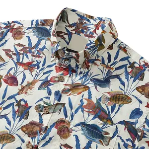 Fabriek Directe Verkoop Nieuwste Op Maat Gemaakte Katoenen Heren Hawaiiaanse Shirts Met Zakken