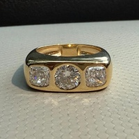 Bague en or massif 14 carats Good Century avec trois diamants de laboratoire taille ronde pour homme, idéale pour le quotidien, les anniversaires et les mariages – Bijoux raffinés