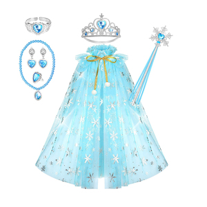 CM018 principessa <span class=keywords><strong>mantello</strong></span> <span class=keywords><strong>mantello</strong></span> ragazze fiocco di neve cappa corona ciara bracciale bacchetta per bambine Costume di natale di compleanno - Product Image 1