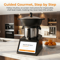 Robot de cuisine intelligent avec application mobile 2400W, écran tactile de 10 pouces, bol mélangeur en acier inoxydable de 4,5 L, 12 vitesses, mixeur chauffant