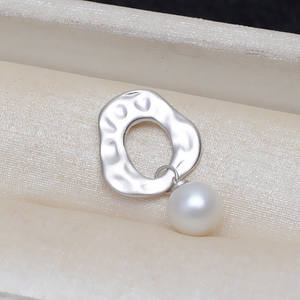 Ensemble de boucles d'oreilles et de pendentif en argent S925, finition givrée, collier pour femmes, accessoire de bijouterie DIY avec zircon, perle déformée - Product Image 3