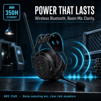 Headset Bluetooth Taktis Peredam Kebisingan Warna Hitam Pelindung Pendengaran untuk Komunikasi