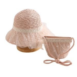 Go Party Summer Sweet Baby Lace Pearl <strong>Hat</strong> <strong>Straw</strong> and Handbag Kids Girls Casual <strong>Hats</strong> Shoulder Bag Set Children Beach Sun Visor <strong>Hat</strong> - Product Image 5