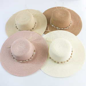Chapeau de protection solaire de plage rond pliable extra large pas cher pour les femmes Shell Rope Wide Brim Straw Floppy Hat - Product Image 6