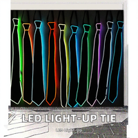Cravate Classique Lumineuse LED en Polyester pour Hommes, Accessoire de Fête d'Halloween, Néon Luminescent Clignotant dans l'Obscurité, Accessoires de Carnaval FineGreen