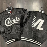 Veste universitaire en satin bleu avec logo personnalisé, vestes bomber pour hommes, coupe-vent, veste de baseball hip-hop pour hommes