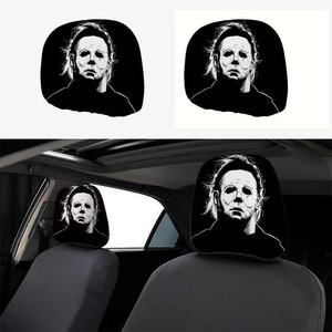 Housse d'appui-tête de <span class=keywords><strong>voiture</strong></span> en polyester imprimé crâne noir amusant, adaptée aux voitures universelles, différents motifs - Product Image 3