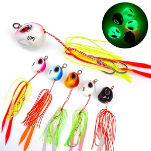 Cá thu hút bán buôn inchiku madai Slider Jig lure Snapper Tai kabura trượt chậm Jig với cao su đuôi váy Hỗ trợ móc