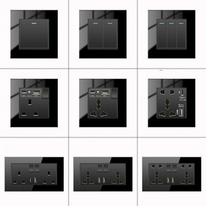 Painel de vidro temperado de alta qualidade comutado de parede padrão do Reino Unido, soquete universal de 3 pinos com carregamento rápido tipo C de 18 W 3.1A - Product Image 4