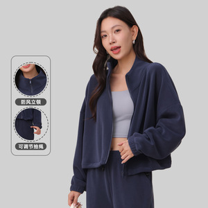 Abbigliamento da <span class=keywords><strong>donna</strong></span> per inverno <span class=keywords><strong>Crop</strong></span> Top con cerniera coulisse Cappotto da <span class=keywords><strong>donna</strong></span> in pile giacca da esterno giacche da <span class=keywords><strong>donna</strong></span> - Product Image 4