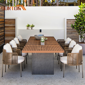 Ristorante moderno mobili da esterno set da pranzo in corda di rattan di vimini da 8 pezzi patio tavoli e <span class=keywords><strong>sedie</strong></span> da esterno <span class=keywords><strong>tavolo</strong></span> e sedia da <span class=keywords><strong>giardino</strong></span> - Product Image 1