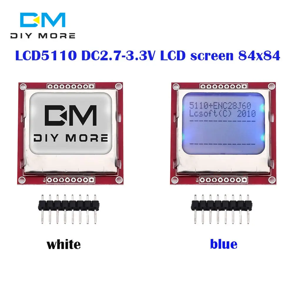 LCD Modul Display Monitor Putih/Biru Backlight Adapter PCB 84*48 84X84 untuk Layar Nokia 5110 UNTUK Arduino