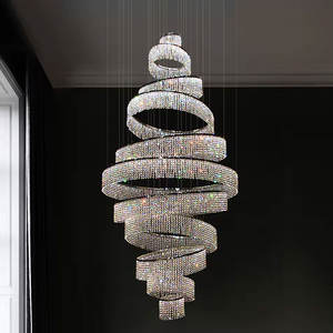 Villa Chambre Escalier Longue Spirale K9 Perles De Cristal Anneau Lustres lumière Moderne De Luxe Grande Lampe Suspendue - Product Image 2