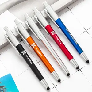 Coloful-Bolígrafo de plástico con pantalla táctil, bolígrafo con luz led con logotipo láser personalizado para publicidad