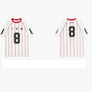 Camiseta Deportiva Informal Unisex de Manga Corta con Estampado de Letras a Rayas Vintage - Product Image 3