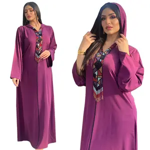 Eid Middle East Islamic Luxury Hooded Seven Colorful Hanging Ethnic Dress Saudi Arabia Dubai Turkey Women's Muslim Clothing